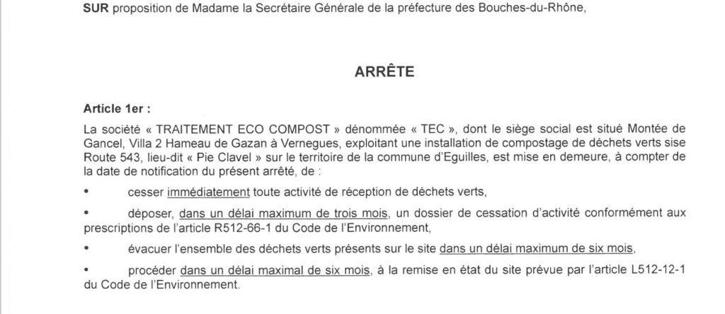 arrêté préfectoral